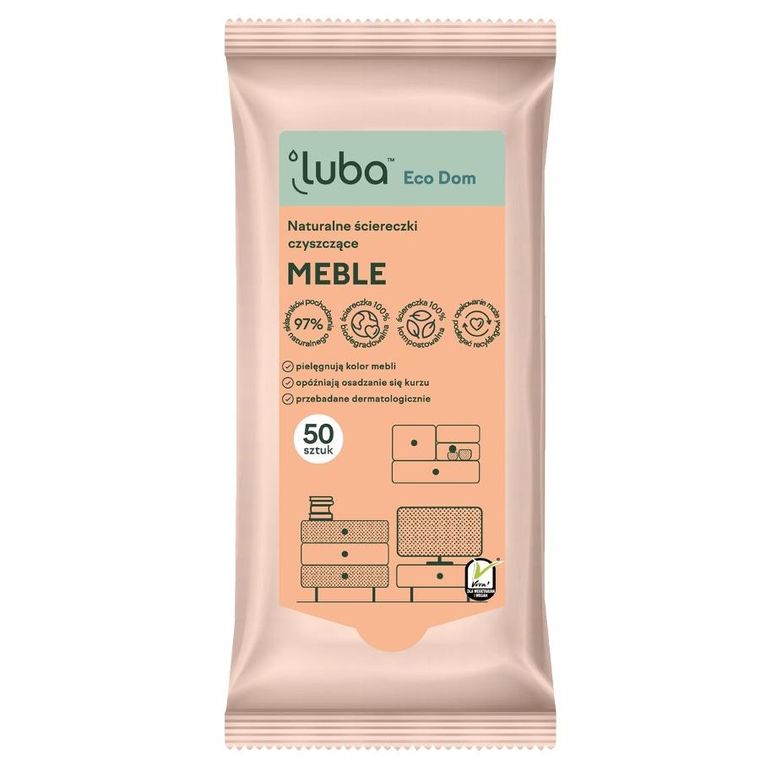 Luba, Eco Dom, naturalne ściereczki czyszczące do mebli, 50 szt.