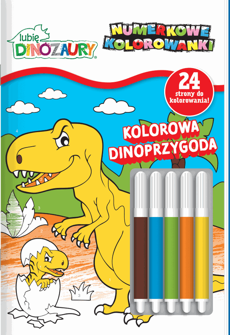 Lubię dinozaury. Numerkowe kolorowanki. Kolorowa Dinoprzygoda
