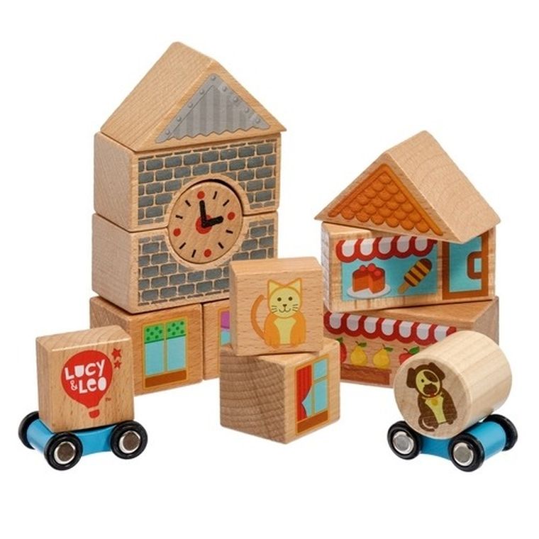 Lucy & Leo, Miasto, kolorowe klocki drewniane, 15 elementów