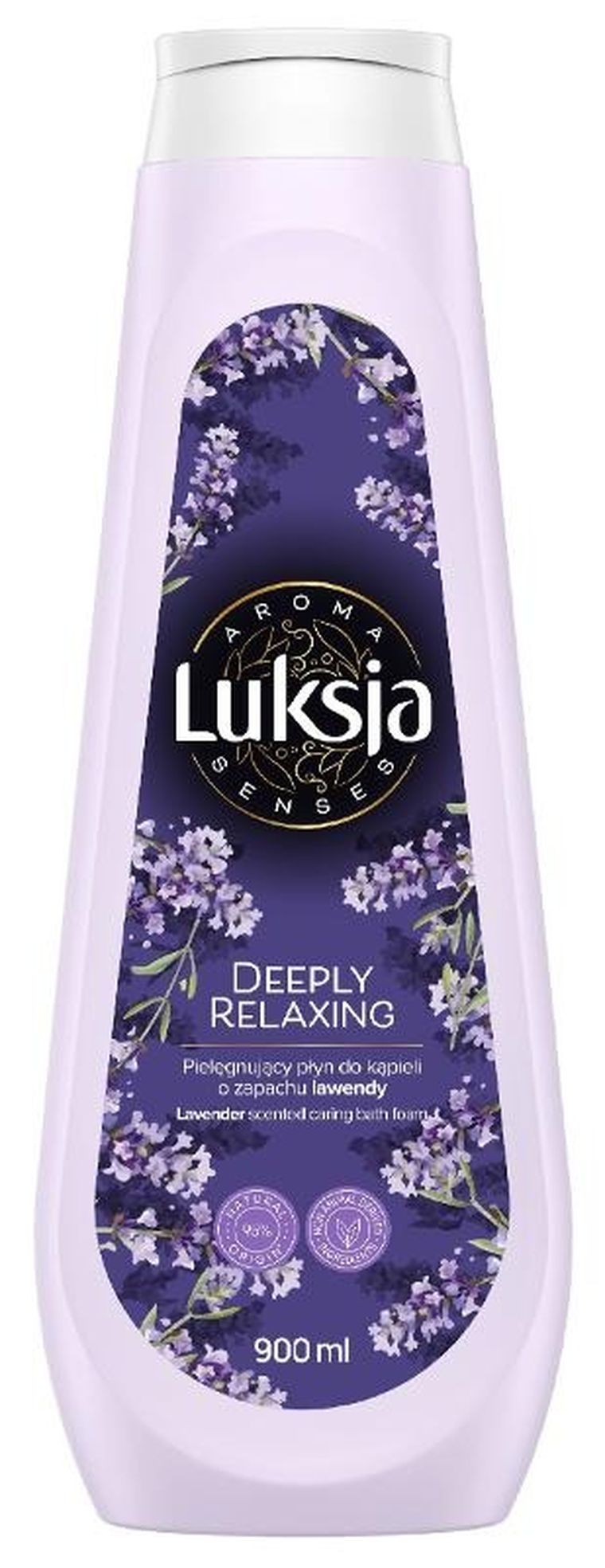 Luksja, Aroma Senses Deeply Relaxing, pielęgnujący płyn do kąpieli o zapachu lawendy, 900 ml