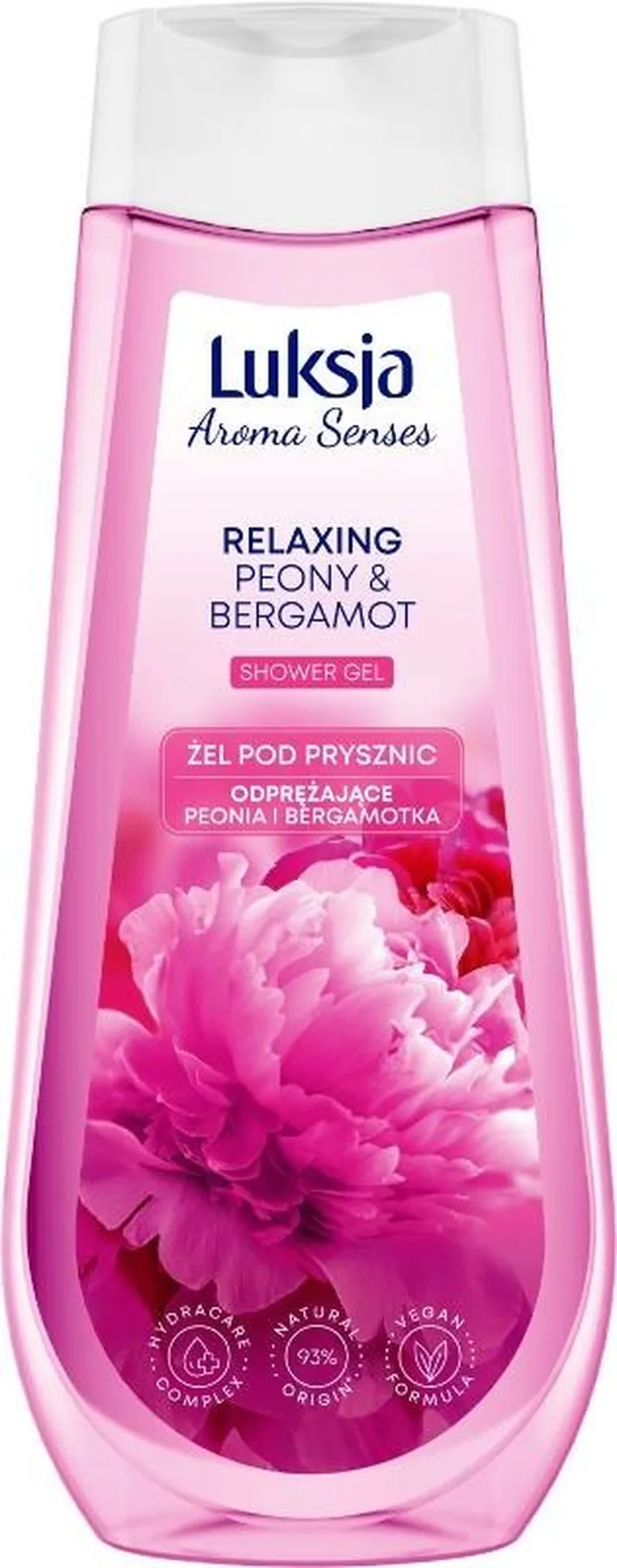 Luksja, Aroma Senses, odprężający żel pod prysznic, peonia i bergamotka, 500 ml