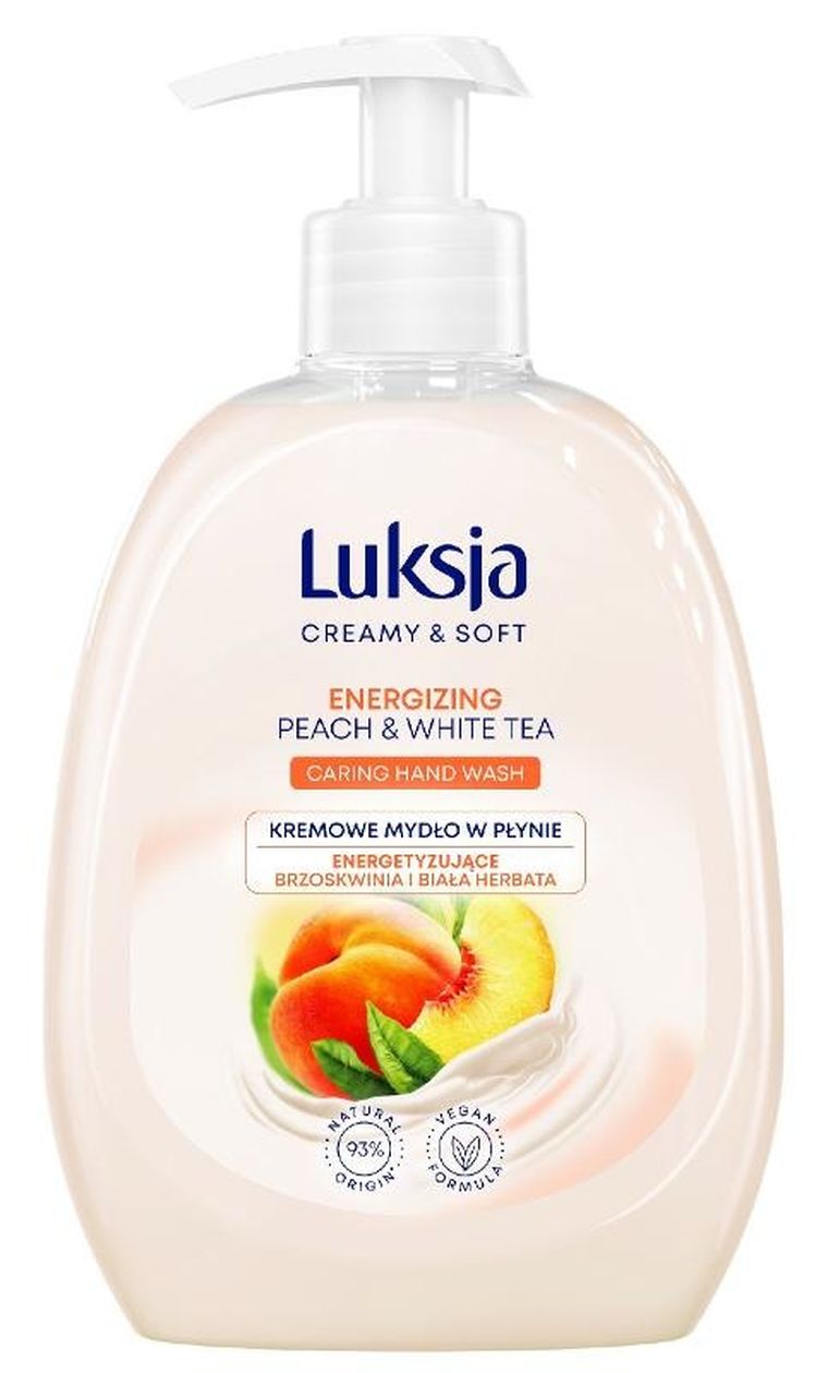 Luksja, Creamy & Soft, energizujące kremowe mydło w płynie, brzoskwinia i biała herbata, 500 ml