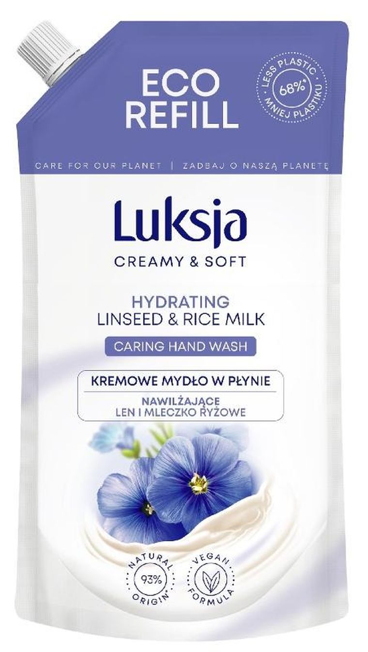 Luksja, Creamy & Soft, nawilżające kremowe mydło w płynie, len i mleczko ryżowe, 400 ml