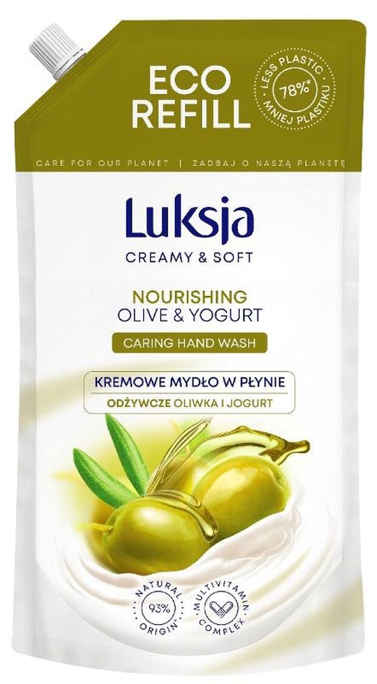 Luksja, Creamy & Soft, odżywcze, kremowe mydło w płynie, oliwka i jogurt, 900 ml, zapas