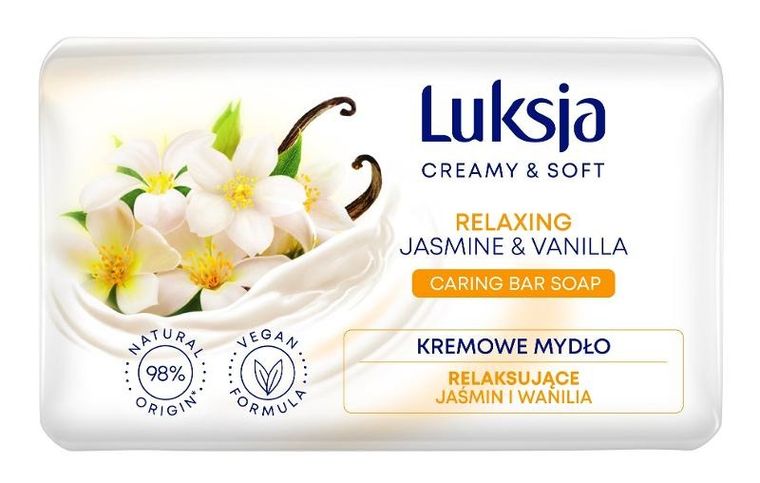 Luksja, Creamy & Soft, relaksujące kremowe mydło w kostce, jaśmin & wanilia, 90g