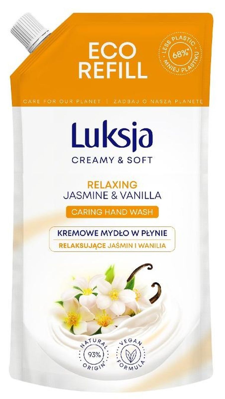 Luksja, Creamy & Soft, relaksujące kremowe mydło w płynie, jaśmin i wanilia, 400 ml