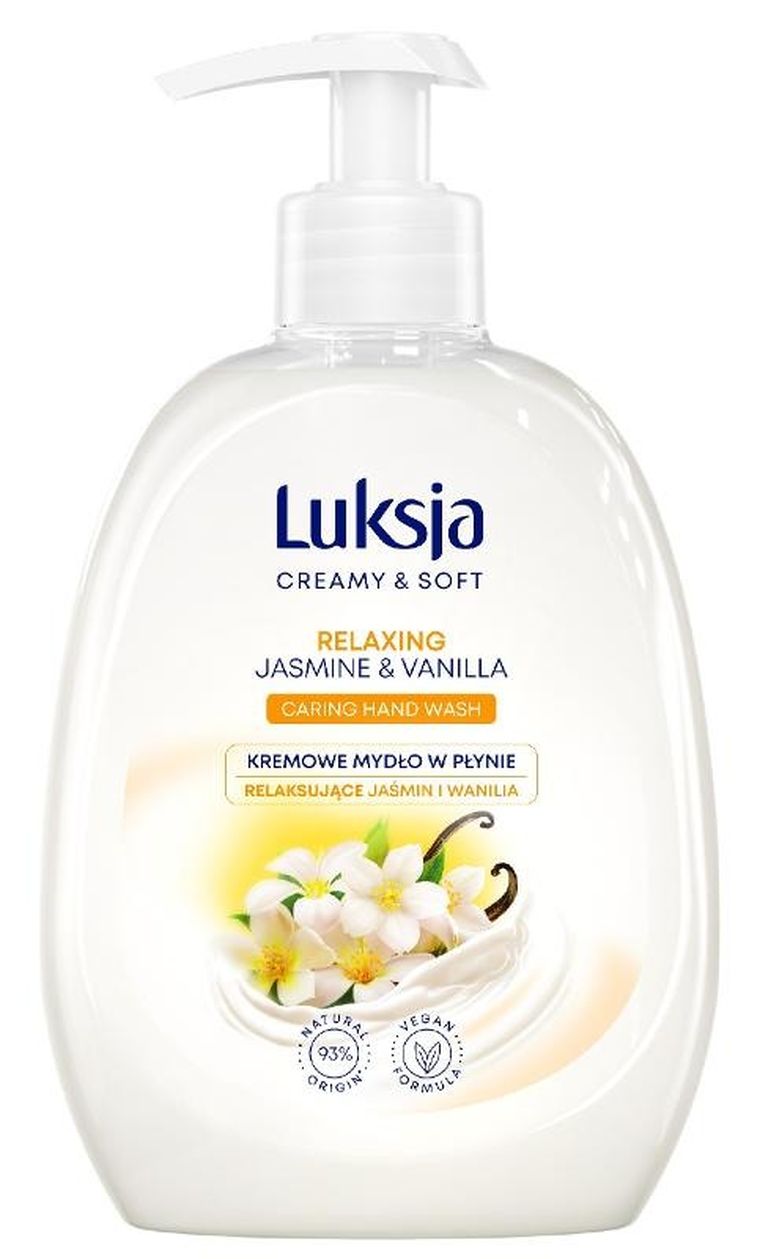 Luksja, Creamy & Soft, relaksujące kremowe mydło w płynie, jaśmin i wanilia, 500 ml
