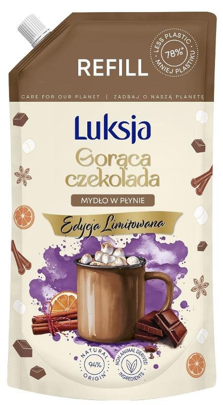 Luksja, mydło w płynie gorąca czekolada, zapas, 900 ml
