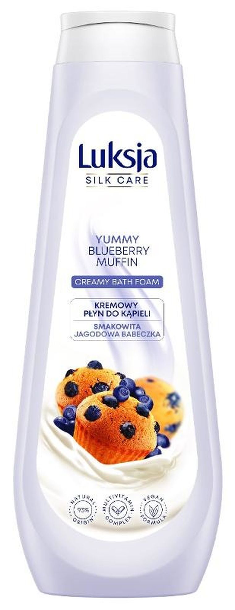 Luksja, Silk Care, kremowy płyn do kąpieli, smakowita jagodowa babeczka, 900 ml