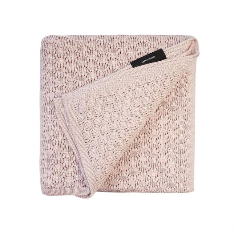 LullaLove, kocyk bambusowy, ażurkowy, pudrowy róż, 90-90 cm