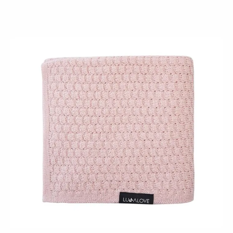 Lullalove, Premium, kocyk z wełny merino, termoregulacja, pudrowy róż, 90-100 cm