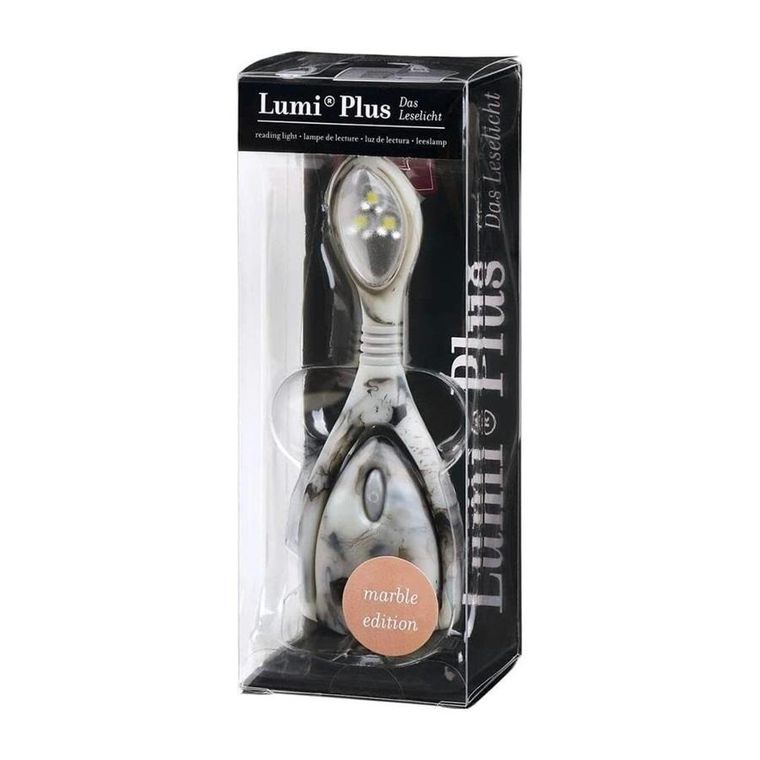 Lumi Plus, lampka do czytania, szary marmur