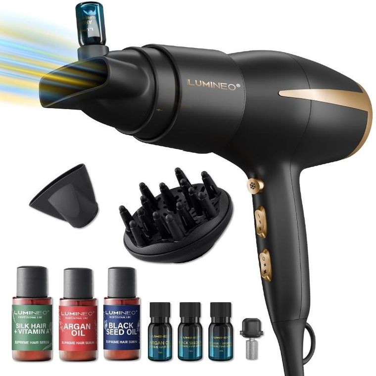Lumineo, Professional Line, suszarka z dyfuzorem do serum jedwabny powiew + zestaw serum 3-20 ml
