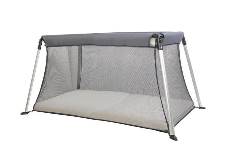 Luna Bambini, lekkie łóżeczko turystyczne, bez montażu, szare