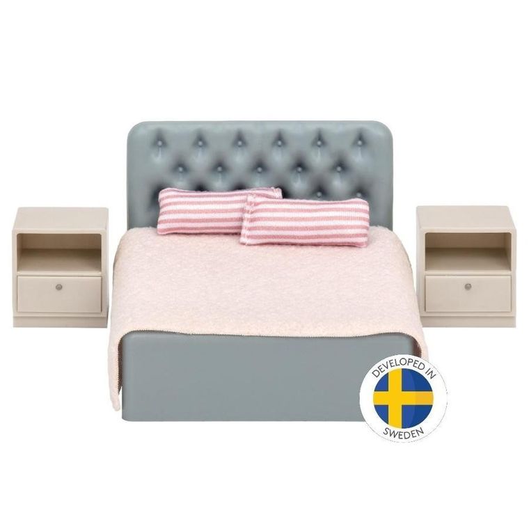 Lundby, meble do sypialni w domku dla lalek, basic