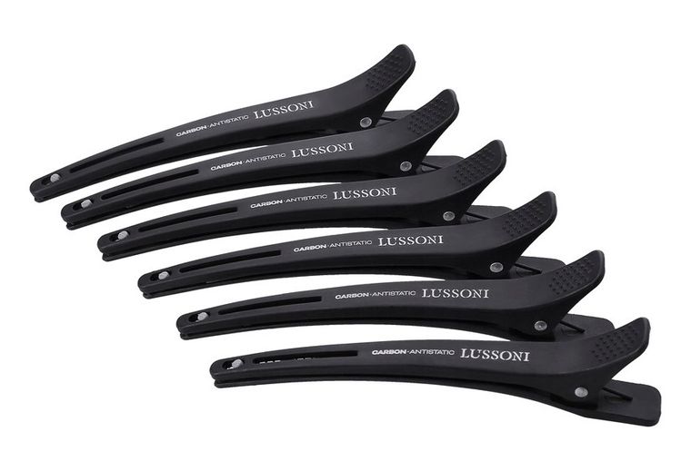 Lussoni, klipsy fryzjerskie z elastyczną gumką karbowane, 11 cm, 6 szt.