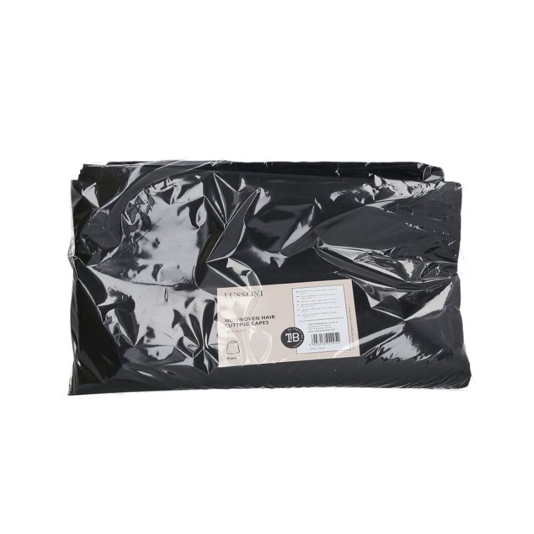 Lussoni, peleryny fryzjerskie z włókniny, długie, czarne, 25 szt.