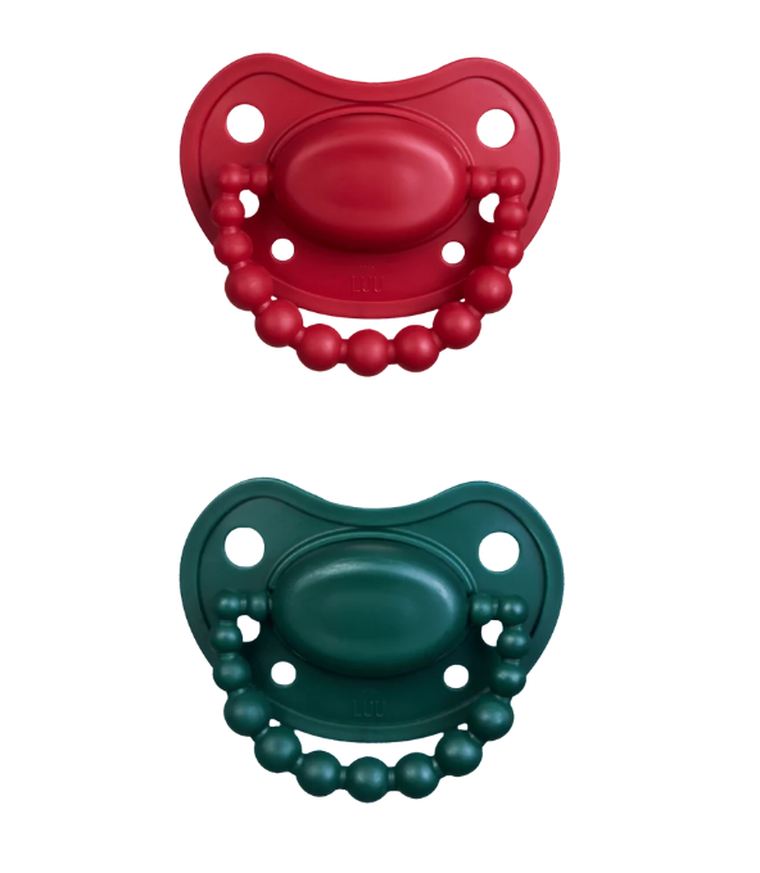 Luu Kids, smoczek pozycjonujący, Holy Green & Santa Red, 6m+, 2 szt.