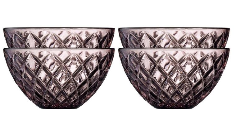 Lyngby Glas, miska Sorrento, 12 cm, 4 szt., różowa