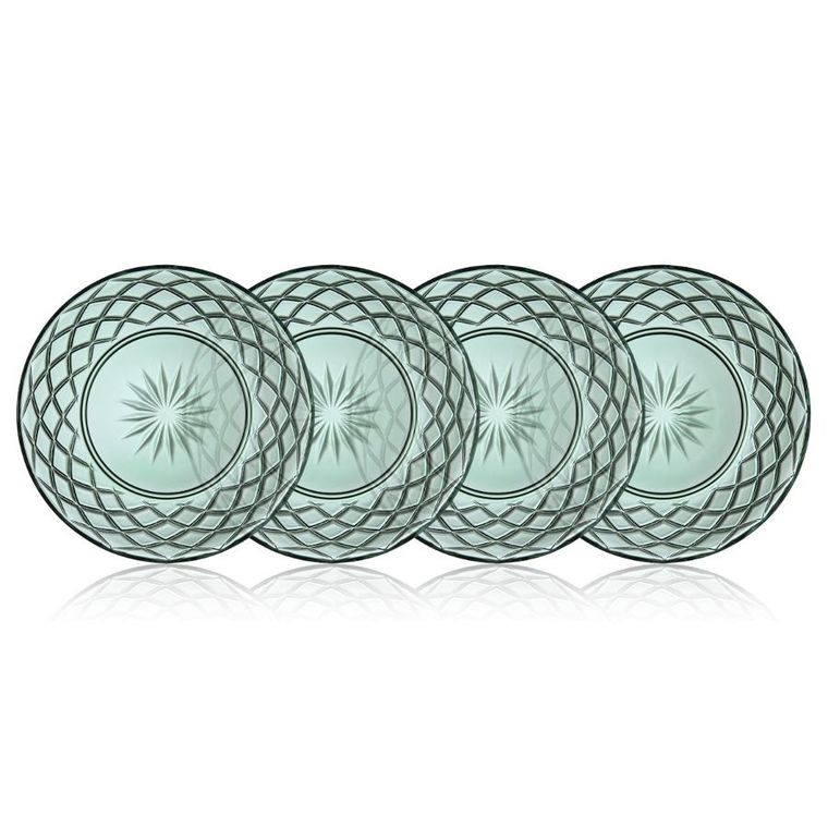 Lyngby Glas, talerze, Sorrento, 21 cm, 4 szt., zielone