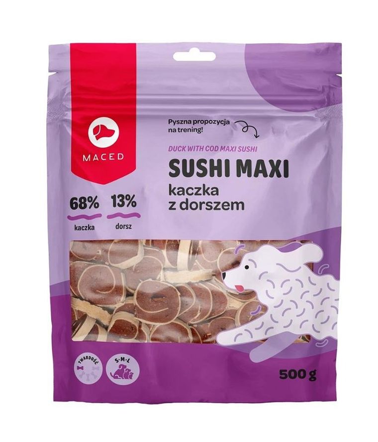 Maced, Sushi maxi, przysmak dla psa, kaczka z dorszem, 500 g