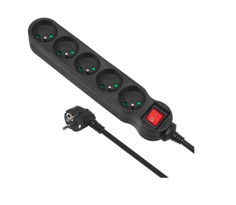 Maclean, listwa zasilająca, 5 gniazd, czarna, MCE185
