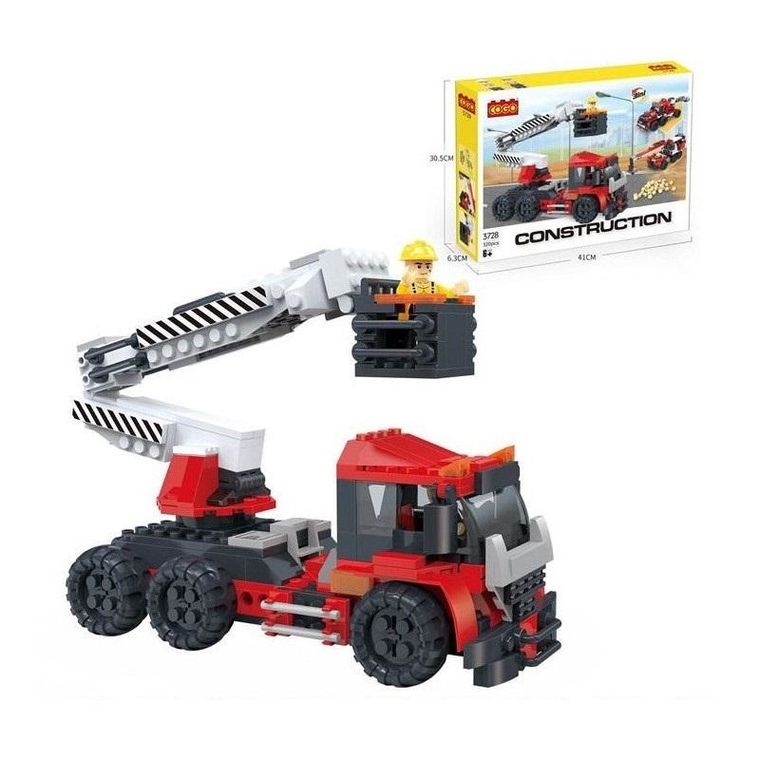 Macyszyn Toys, ciężarówka z podnośnikiem, pojazd, klocki konstrukcyjne, 300 elementów