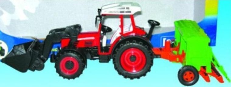 Macyszyn Toys, traktor z maszyną rolniczą, czerwony