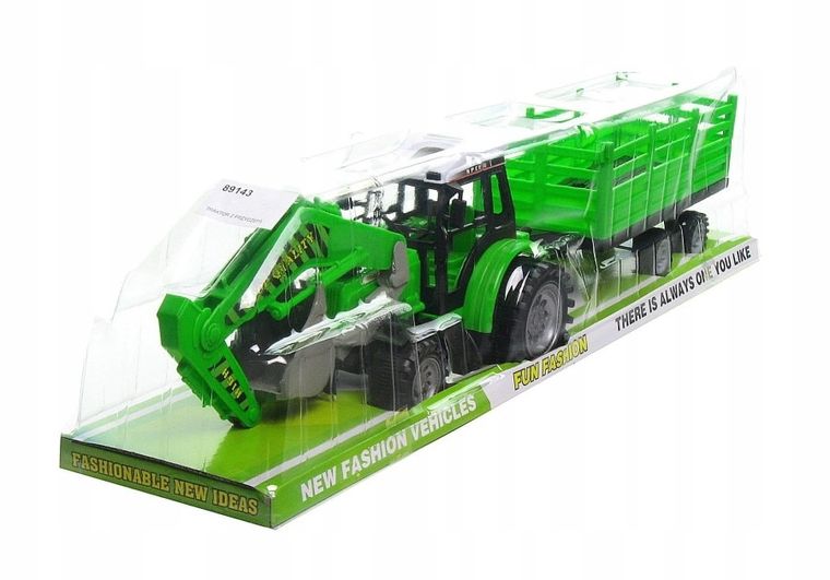 Macyszyn Toys, traktor z przyczepą, zielony