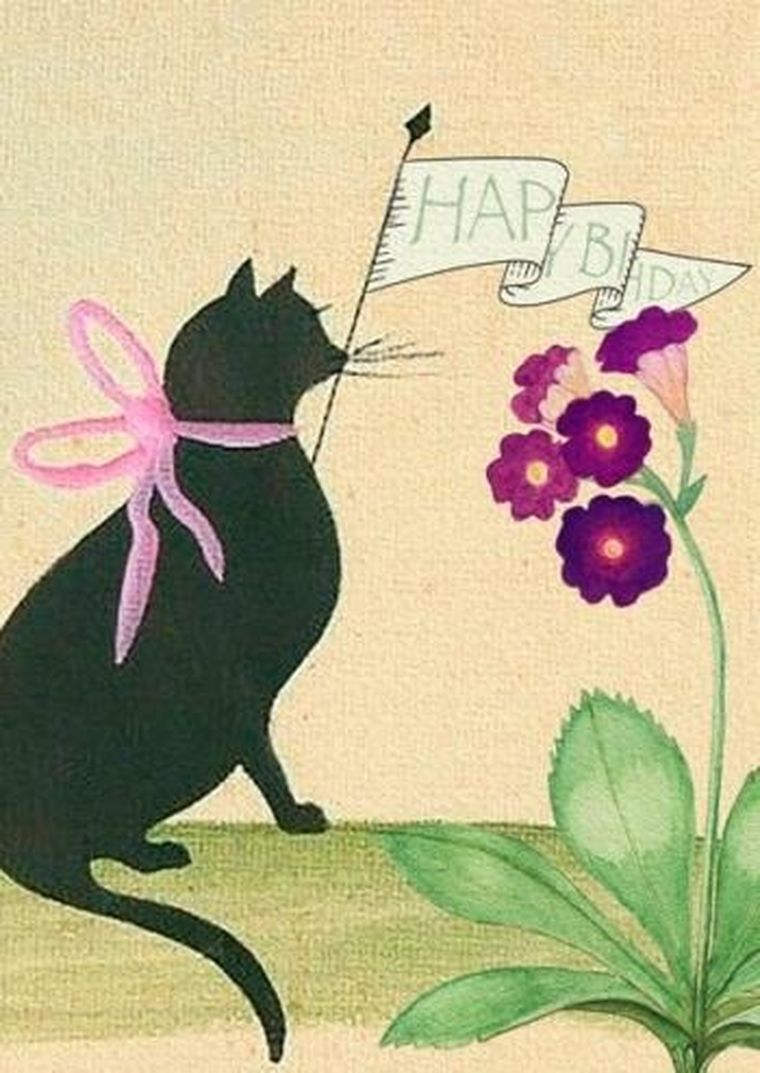 Madame Treacle, karnet urodzinowy z kopertą B6, Kot z proporczykiem