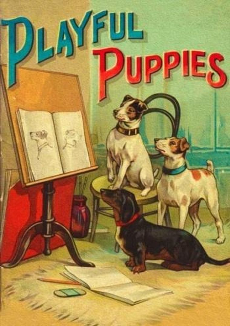 Madame Treacle, karnet z kopertą B6, Bawiące się szczeniaki