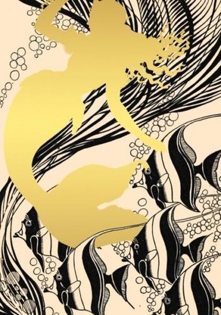 Madame Treacle, karnet z kopertą B6, brokatowy, Syrena i ryby