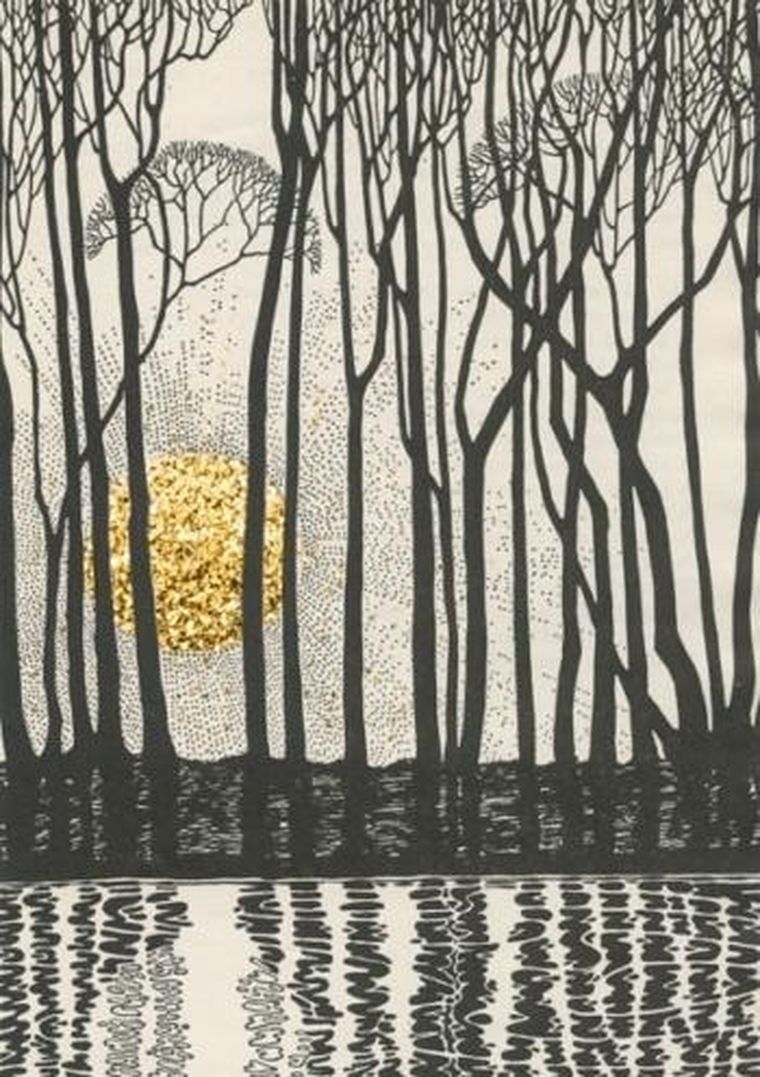 Madame Treacle, karnet z kopertą B6, brokatowy, Zachód słońca