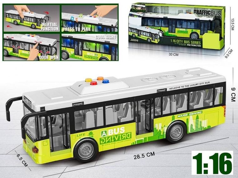 Madej, autobus, pojazd interaktywny, zielony, 1:16