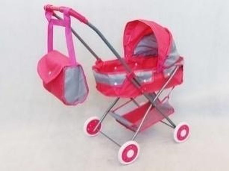 Madej, wózek głęboki dla lalek, różowo-szary