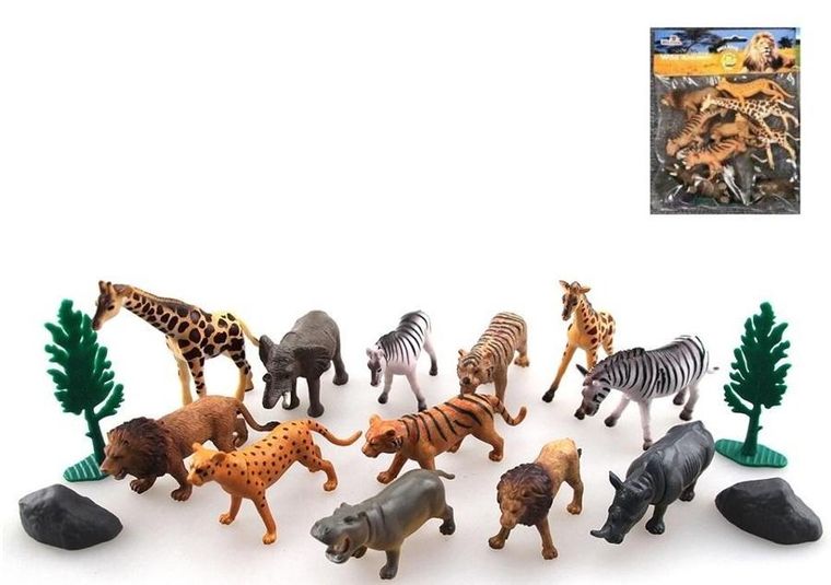Madej, zwierzęta safari, zestaw figurek, 16 szt.