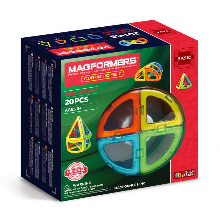Magformers, Basic, Curve, klocki magnetyczne, 20 elementów