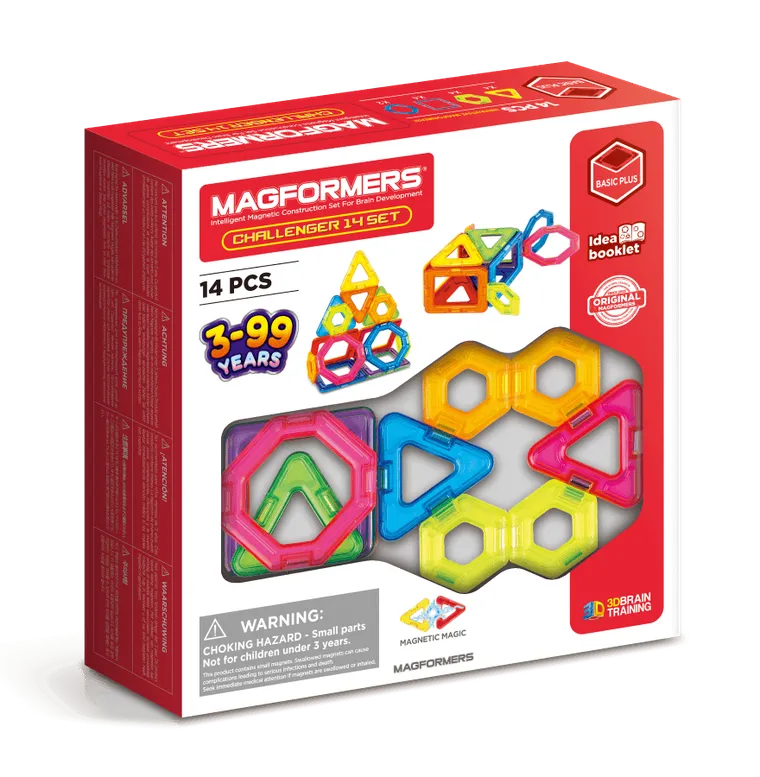 Magformers, Basic Plus, Challenger, klocki magnetyczne, 14 elementów
