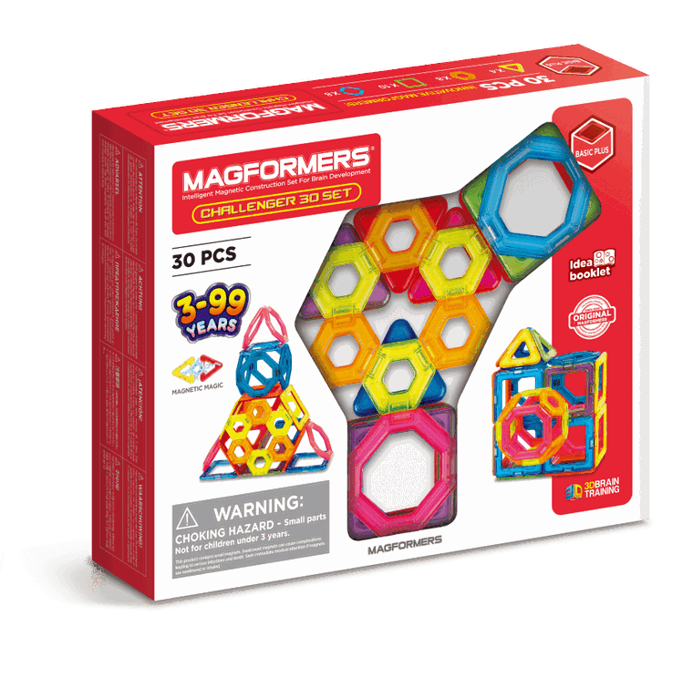 Magformers, Basic Plus, Challenger, klocki magnetyczne, 30 elementów
