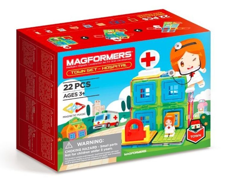 Magformers, Miasto, szpital, klocki magnetyczne, 22 elementy