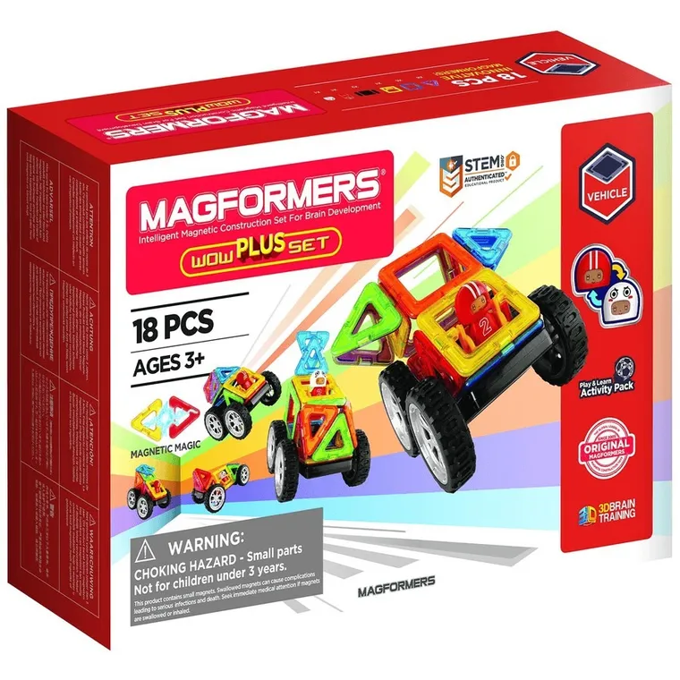 Magformers, Vehicle, Wow Plus Set, klocki magnetyczne, 18 elementów