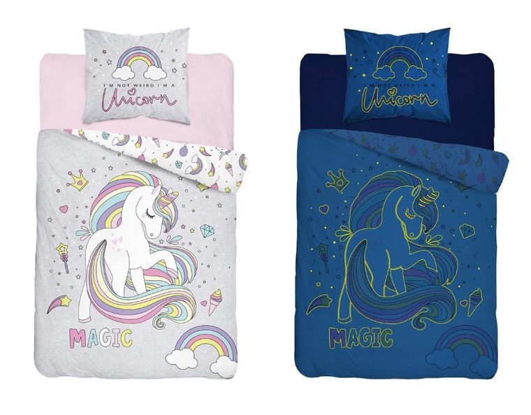 Magic Unicorn, pościel 2-częściowa, świecąca w ciemności, 160-200 cm