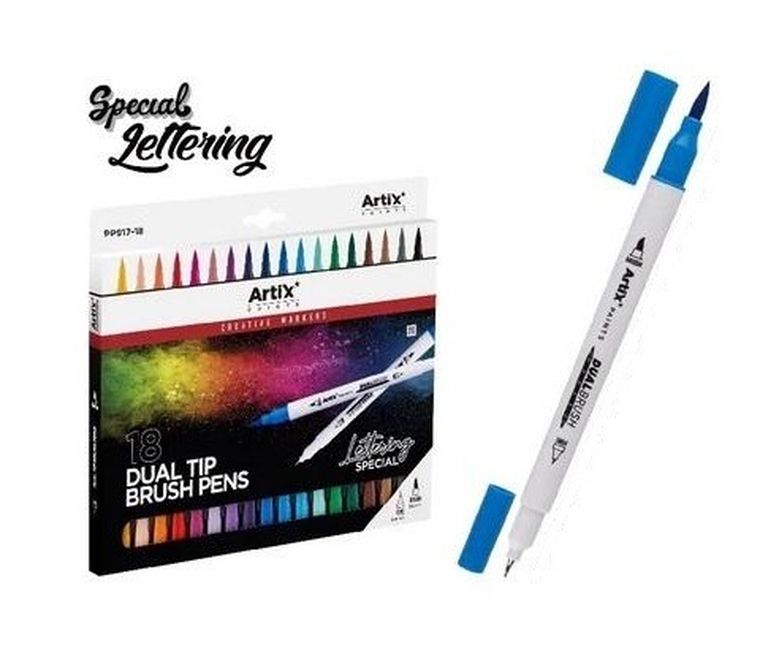 Main Paper, marker dwustronny, pędzelkowy, 18 kolorów