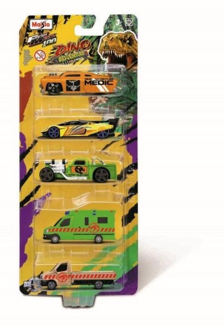 Maisto, Dino Adventure, pojazdy metalowe, 5 szt.