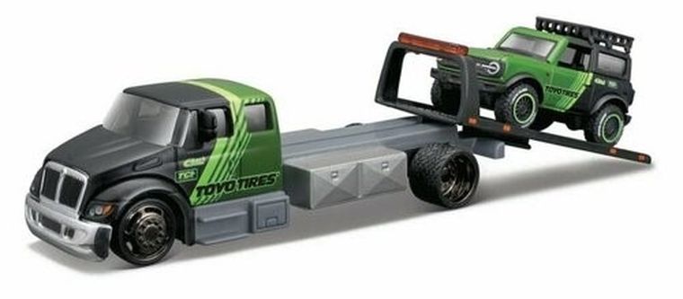 Maisto, Durastar Flatbed + Ford Bronco Wildtrak 2021, laweta z pojazdem terenowym, 1:64