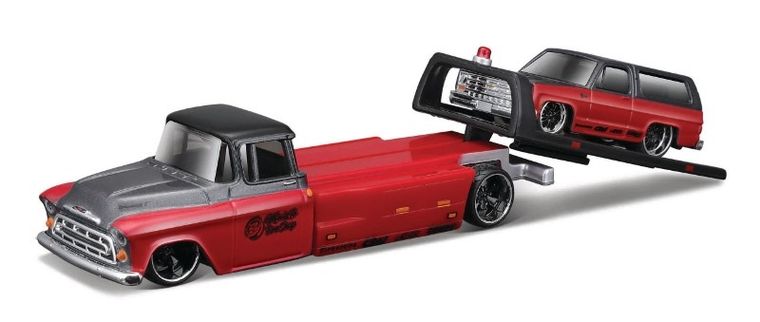 Maisto, Laweta Chevrolet Flatbed 1957 + Chevrolet K5 Blazer 1979, pojazd, 1:64
