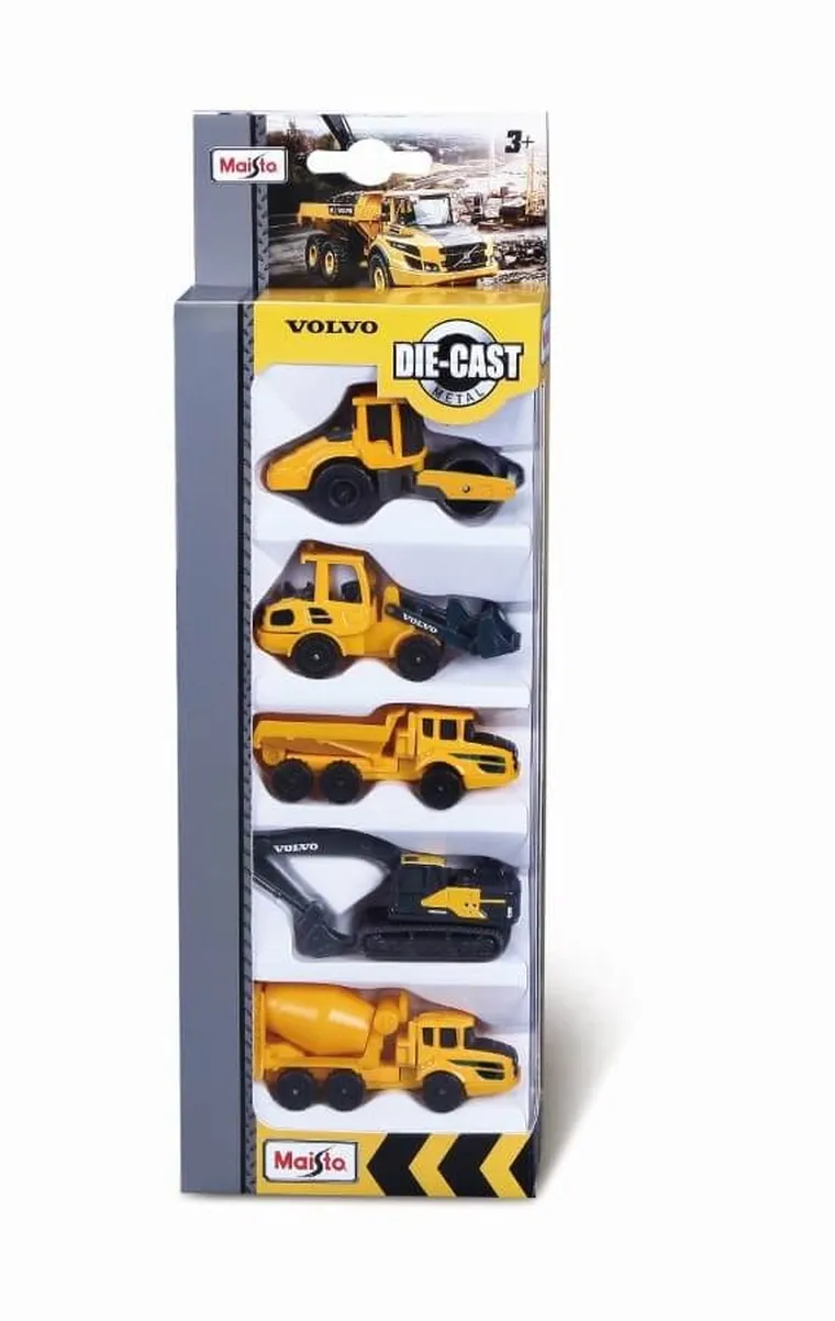 Maisto, Volvo, zestaw pojazdów budowlanych, 3'', 5 szt.