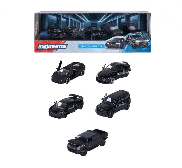 Majorette, Black Edition 2.0, modele pojazdów, resoraki, 1:64, 5 szt.