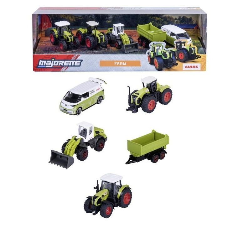 Majorette, Claas, pojazdy wiejskie, modele pojazdów, resoraki, 1:64, 5 szt.