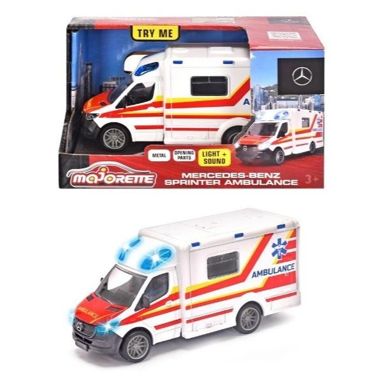 Majorette, Mercedes-Benz, ambulans, pojazd interaktywny, 12,5 cm